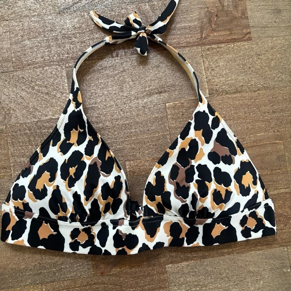 Victorias Secret Push-up Bikini Leopard Print Top Medium - Picture 2 of 8